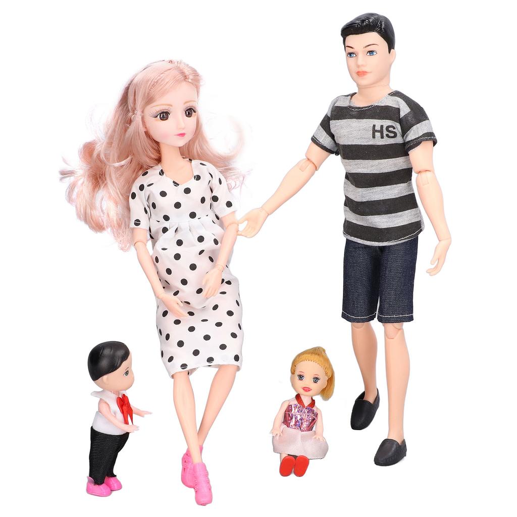 Family Doll Set Lovely Vivid Dad Pregnant Mom Son Daughter Baby Doll Children Toy Birthday Gift