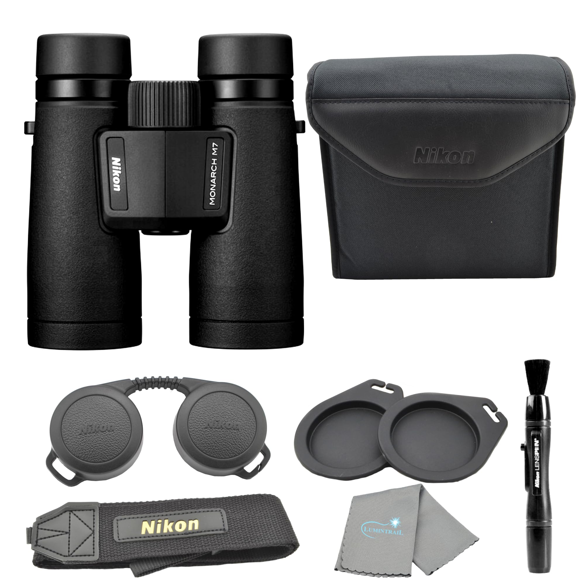 

Nikon Monarch M7 8x42 Binocular Set 16765 Black Compact Hunting Bird Watching Hiking Travel Essential Zoom for Adults