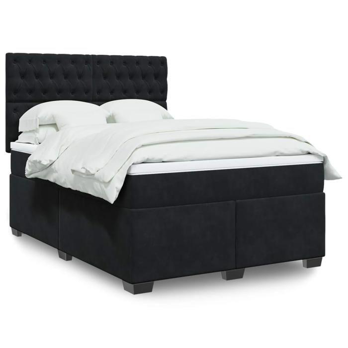 Maison Exclusive - Sommier à lattes de lit avec matelas Noir 140x190 cm Velours