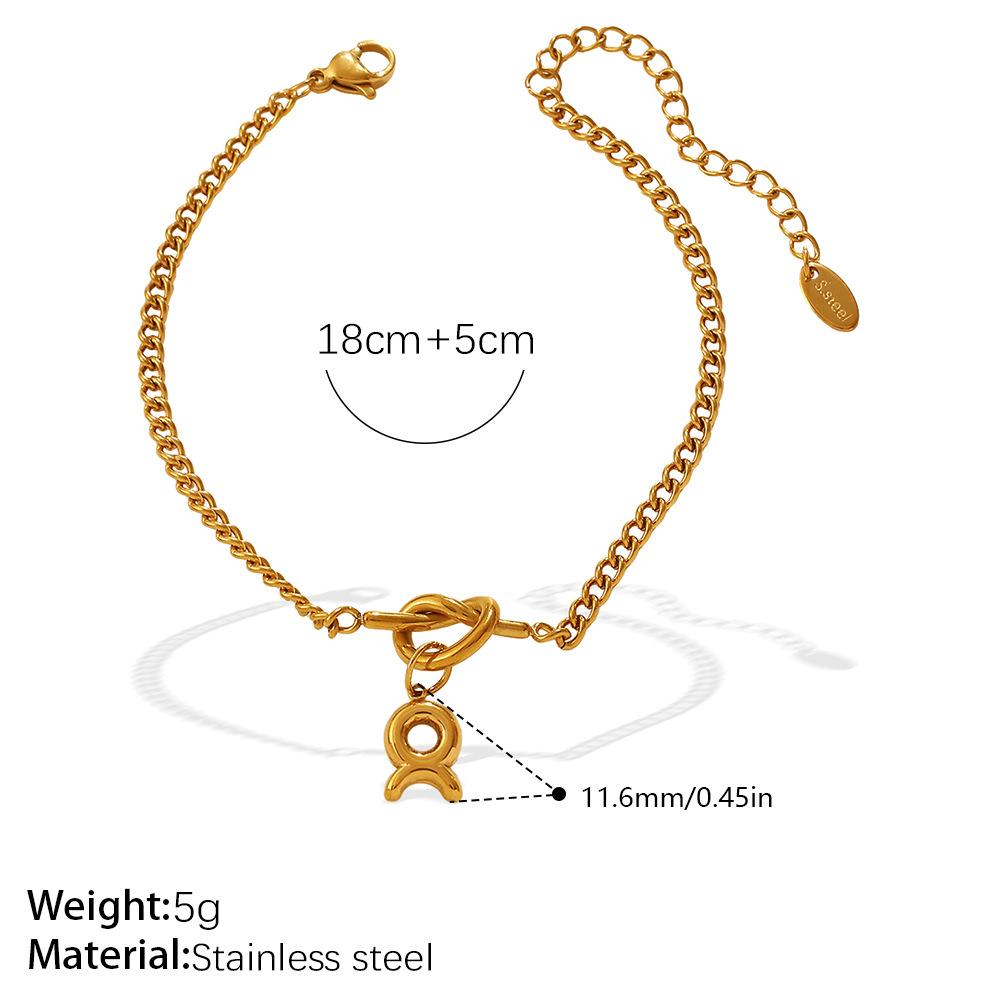 Minimalist, Wind Twelve Constellation Pendant Knotted Bracelet Stainless Steel Gold Plated Jewelry