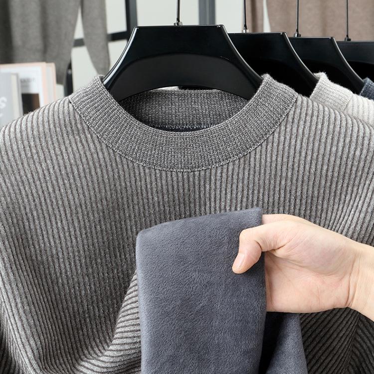 Men's Winter Half-High Collar Knit Base Layer - Plus Velvet, Thickened, Warm, Casual Fashion