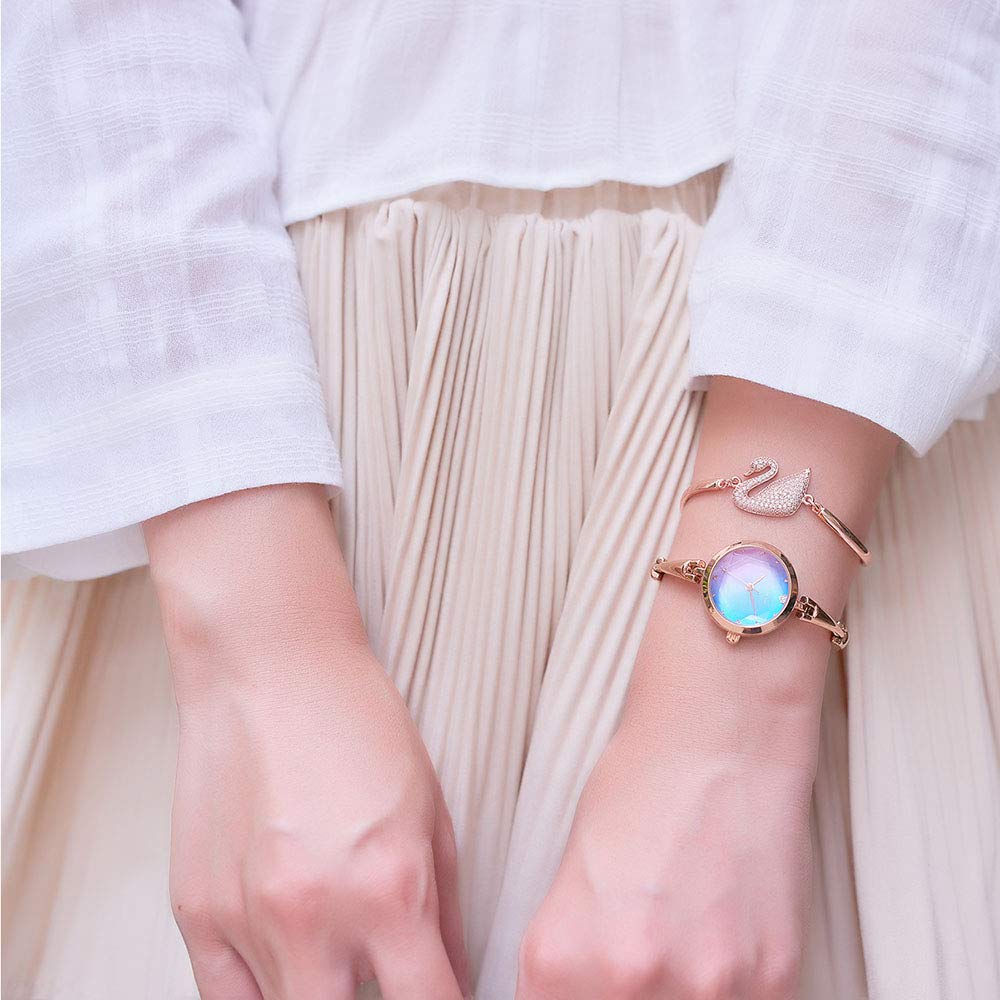 Relógio de Pulso Feminino Kimio K6406 Fofo com Visor Analógico e Detalhes em Diamante, Perfeito para o Dia a Dia (Multicolorido)