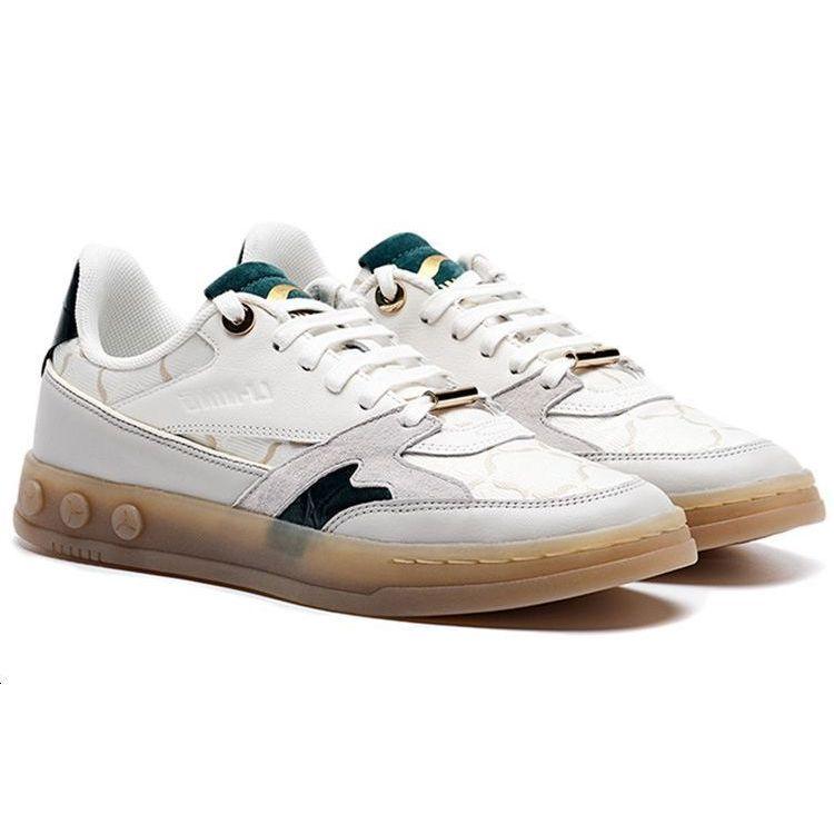 Li-Ning 1990 Trendy Casual Durable Low-Top Skate Shoes Women sneaker White Green ALFR124-3