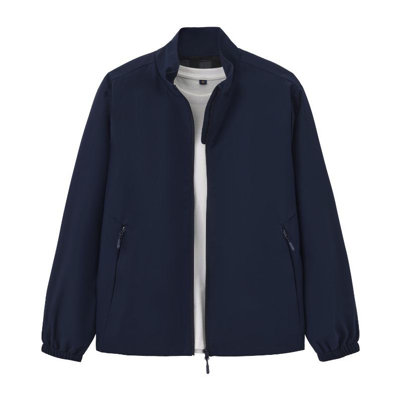 Men Stand Collar Jacket Full Zip Lightweight Casual Outerwear Coat