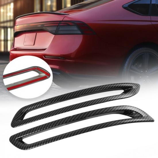 Carbon Fiber Black Rear Bumper Fog Light Covers Trim For 2023-2024 Honda Accord