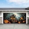 2D Banner 1 piece Spooky Halloween - Scary pumpkin and skeleton design with haunted house themed outdoor decorations