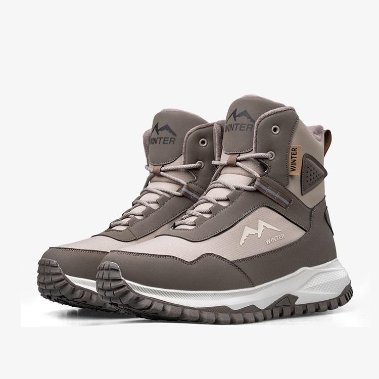 Мужские высокие зимние теплые ботинки на плюшевой подкладке, водонепроницаемые и нескользящие, подарок для мужа и отца 46 коричневый