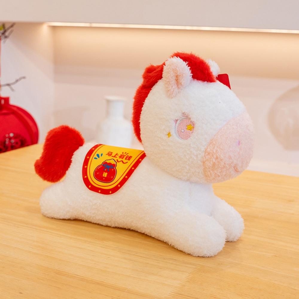 

Cartoon Chinese Zodiac Horse Fluffy Horse Zodiac Horse Plush Toy Stuffed Animal Horse Home Decor белый