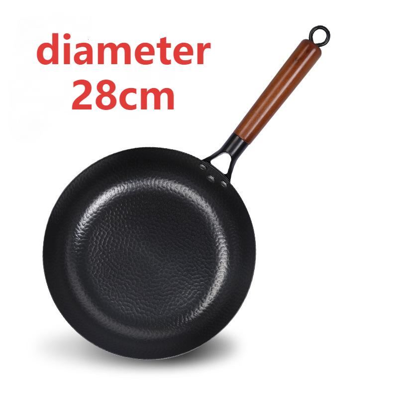 28 cm Household Handmade Cast Iron Frying Pan Non-stick Frying Pan Steak Auxiliary Food Pan Gas Stove Induction Cooker Universal 28cm