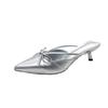 Fashion Pointed Bow High-heeled Half Slippers Women's New Summer Baotou Shallow Mouth Sexy Thin-heeled Sandals and Slippers