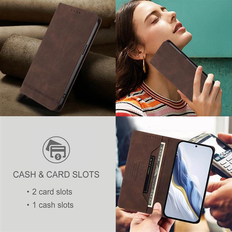 Applicable iPhone 17 pro max Solid Color Strong Magnetic Anti-Skimming Leather Case16E Full protection against falls