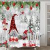 Christmas Gnome Shower Curtain with Cardinals & Snowy Xmas Balls Design, Funny Winter Bathroom Decor  for Festive Holiday Style