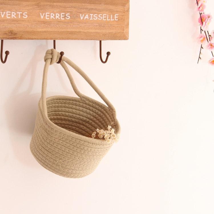 Storage Basket Household Cotton Woven Finish Basket Nordic Small Hanging Basket Cotton Rope Storage