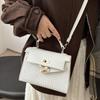 White Handbag 2025 New Autumn and Winter Fashion Women's Bag Textured Messenger Bag Versatile Crocodile Pattern Kelly Bag