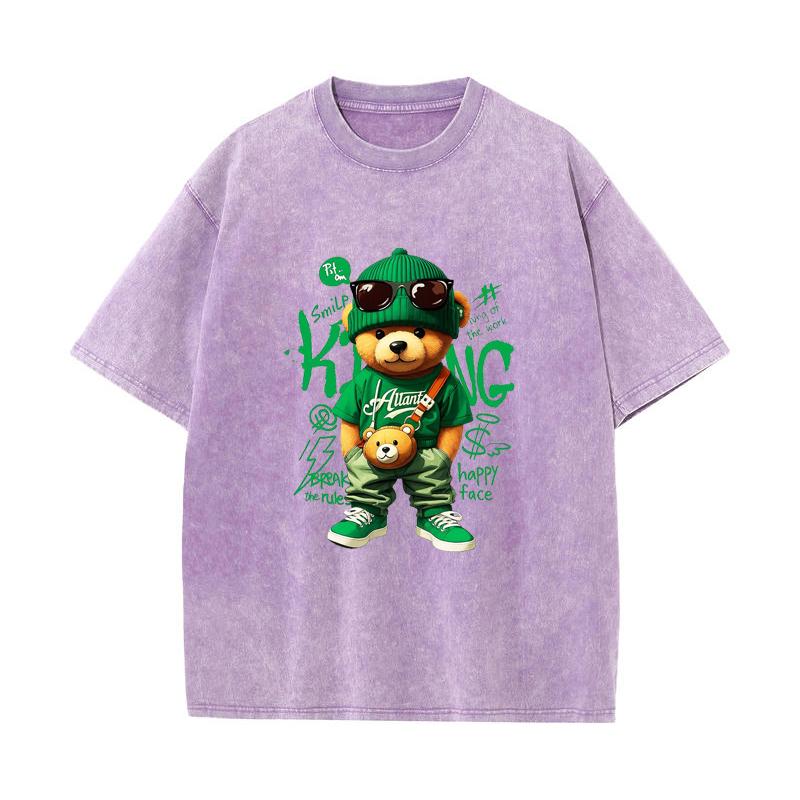 

XH+04 MINISO 2026 Summer Vintage Wash Printed Pure Cotton Shoulder Style Men s and Women s Round Neck Short Sleeved Couple T-shirt 3XL