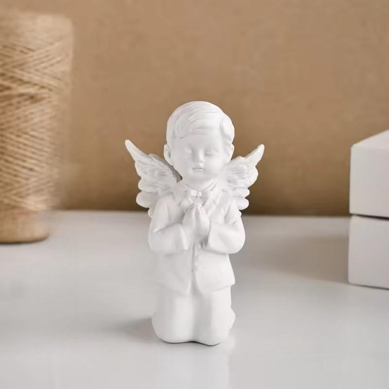 Creative Knee Leaning Cherub Resin Craft Ornament Home Angel Decoration