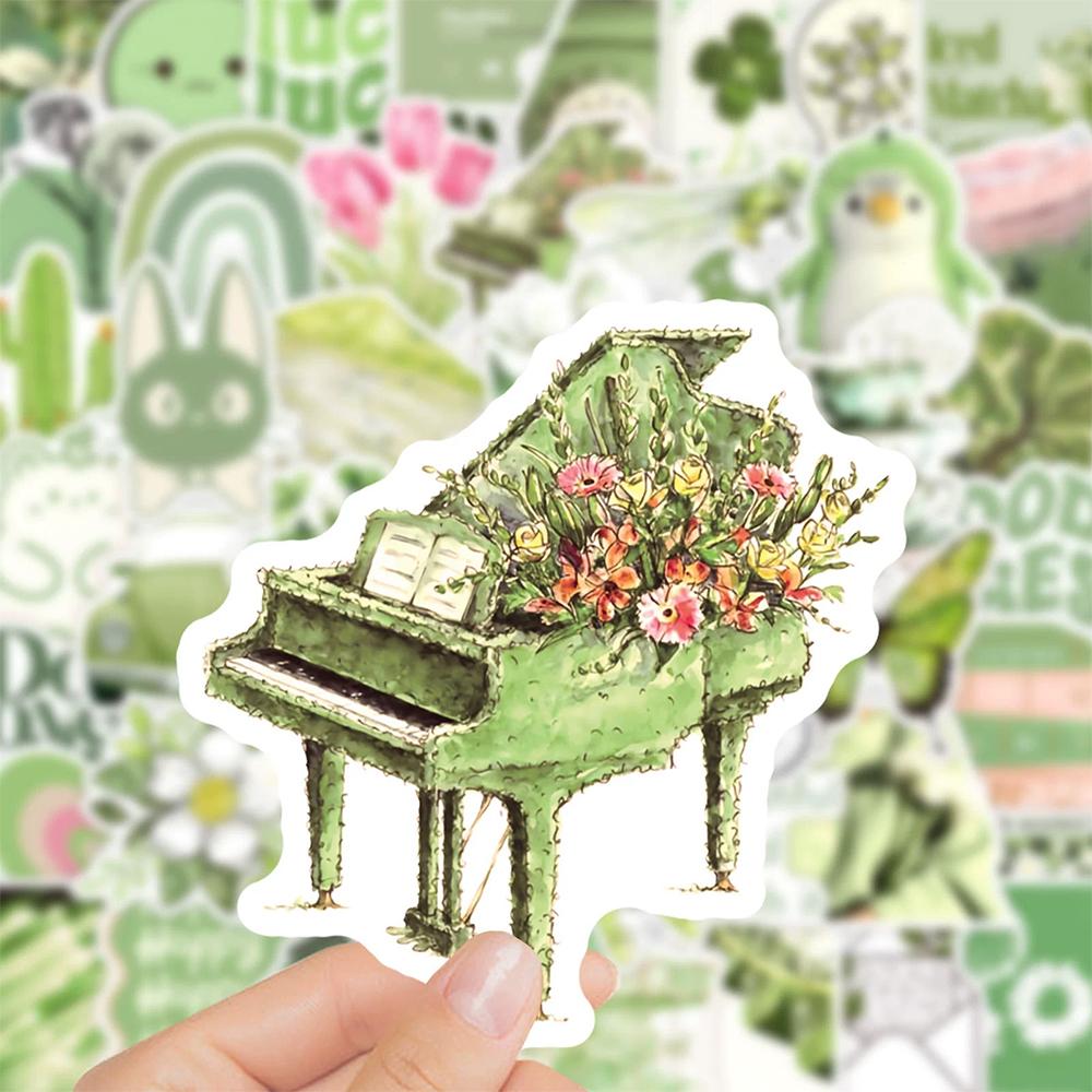 10/30/50pcs Green Vintage Cartoon Aesthetic Stickers Kawaii Girls Decal DIY Scrapbooking Notebook Laptop Waterproof Sticker Gift