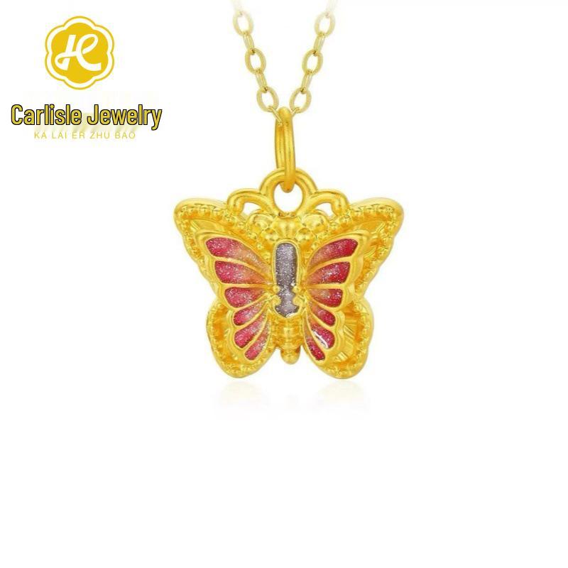 Shuibei 999 Fine Gold Slim Waist Necklace: 3D Hard Gold Women's Pendant Charm, Popular Live Broadcast Hot Seller.
