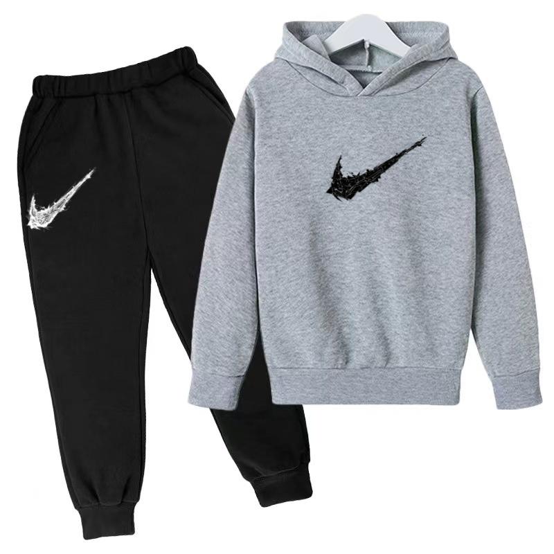 Kids Autumn Winter Hoodie Boy Girl 3-13Yrs Letter Print Clothing Casual Top+Trousers 2P Child Gift Brand Sports Coat Jogging Set