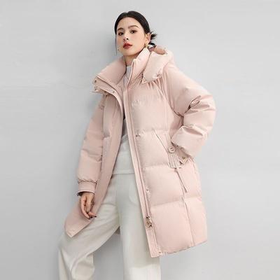Fashionable and Warm Mid-length Down Cotton-padded Jacket for Women In Winter, Loose and Detachable Cap Coat