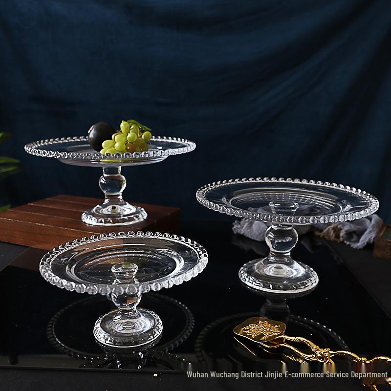 Heart-Shaped Glass Footed Dessert Plate with Dust Cover