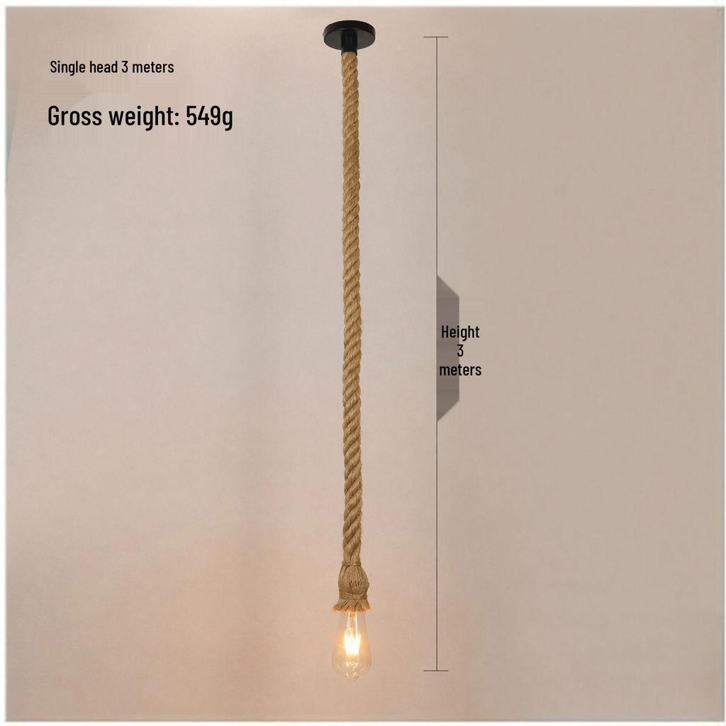 American Retro Hemp Rope Pendant Lamp for Restaurants, Hotels, Shops, and Bars