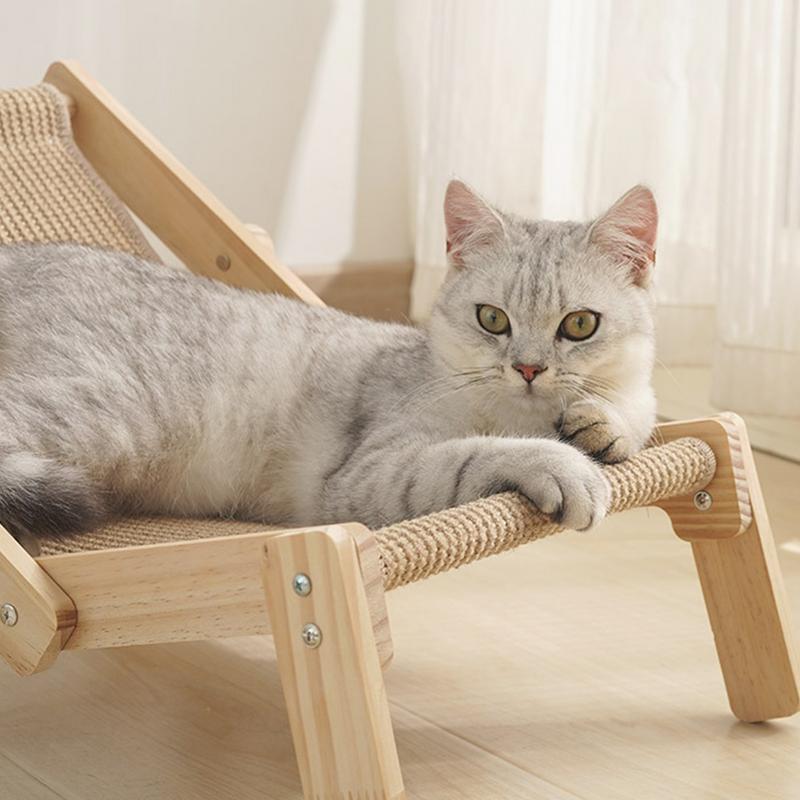 Katten Sisal Loungestoel Sisal Krabpaal Verhoogd Bed Katten Hangmat Verwijderbaar Sisal Kussen Verstelbaar Voor Binnenkatten Alle Seizoenen