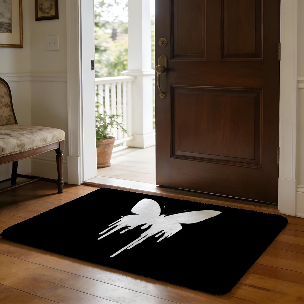 Butterflies And Moths Floor Mat Soft Flannel Absorbent Mat Non-Slip Rug Home Bedroom Bathroom