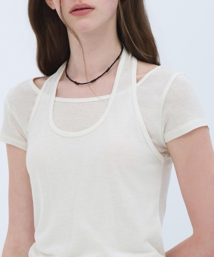 MUSINSA STANDARD WOMAN Women'S Wool Tencel Halter Layered T-Shirt [Ivory]