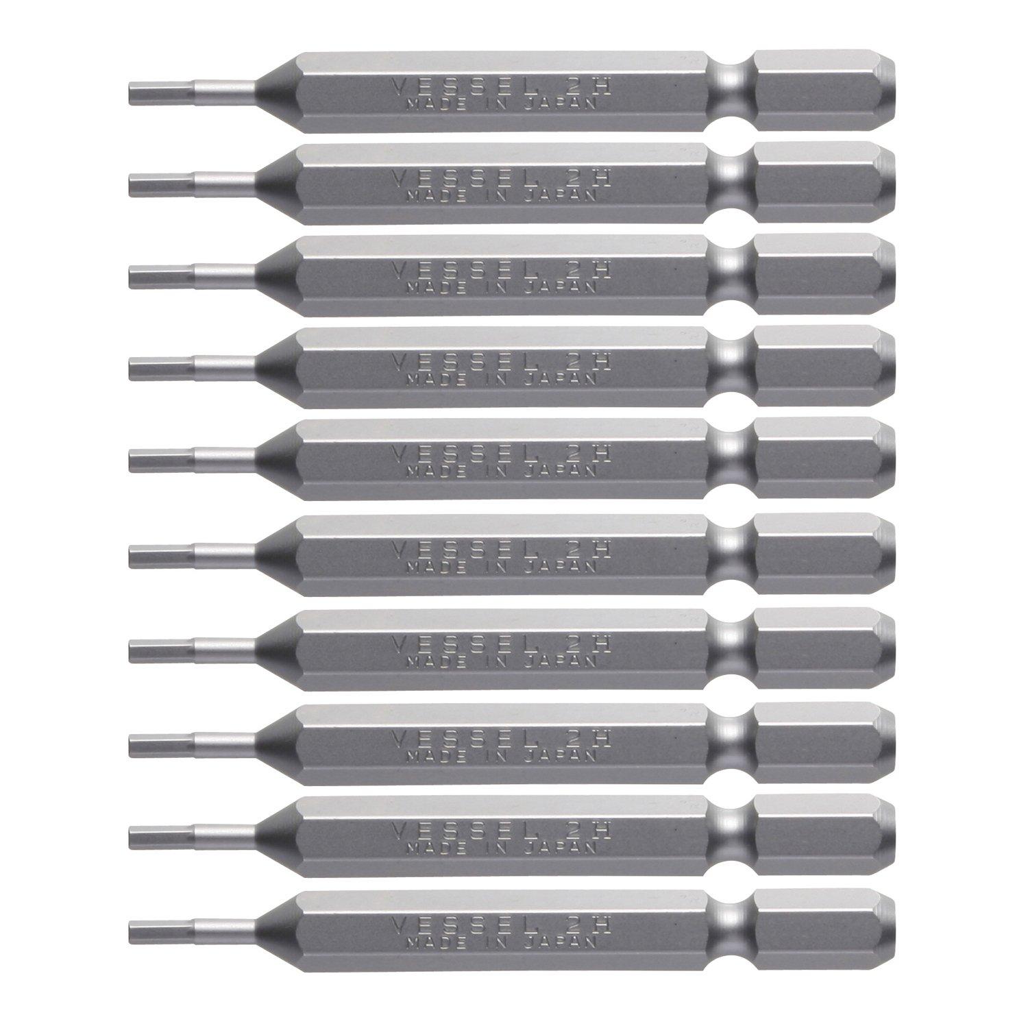 

VESSEL Hex Bits for Hexagonal Socket Bolts and 2 x Set of H A16 ZP Screws, 65mm, 10, Hardness (High Hardness),