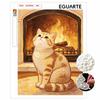 5D Pearl Kit Pearl Cat Fireplace Design DIY Enamel Art for Living Room Bedroom Wall Decoration Handmade Gift