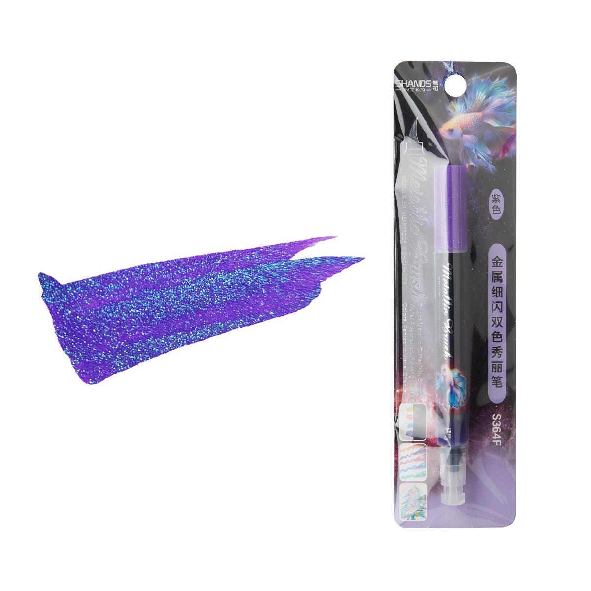 

1Pc Metallic Brush Pens Glitter Marker Calligraphy Soft Tip Markers Pen for Graffiti Drawing Album DIY Scrapbooking Art Supplies фиолетовый