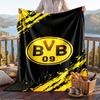 Warme Flanelldecke mit Borussia Dortmund Muster, Leichte Gemütliche Überwurfdecke für Bett Sofa Gebrauch