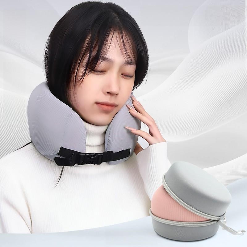 U Shaped Memory Foam Travel Pillow With Knitted Fabric For Airplane Comfort And Neck Support