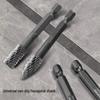 Woodworking Double-Flute Hex Shank Milling Cutter: Engraving, Enlarging Holes, Grooving, Sanding Alloy Steel Rotary File.