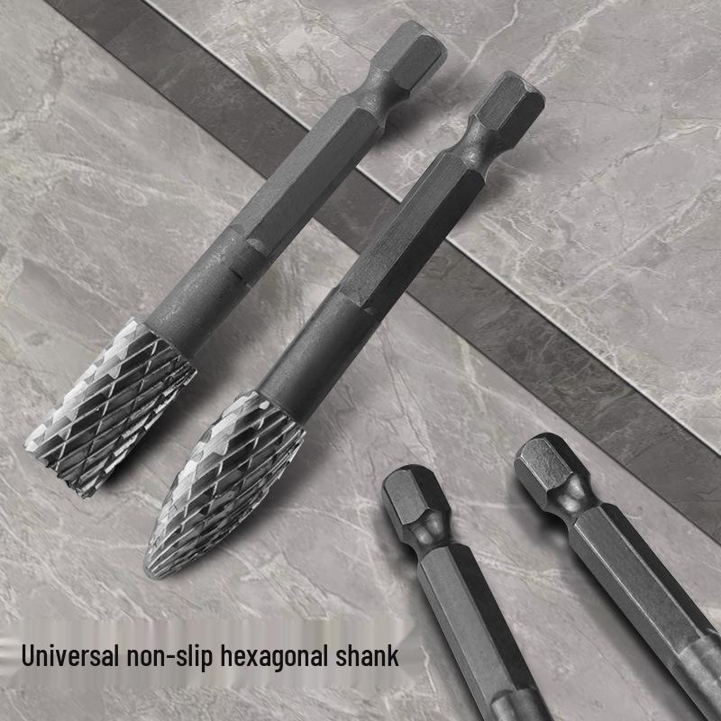 Woodworking Double-Flute Hex Shank Milling Cutter: Engraving, Enlarging Holes, Grooving, Sanding Alloy Steel Rotary File.