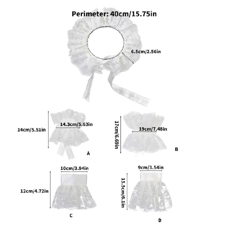 Lace Decorative Collar Wrist Cuffs Set Anime Event Gathering Neckwear Costume Accessories For Fashion Cosplay Enthusiast