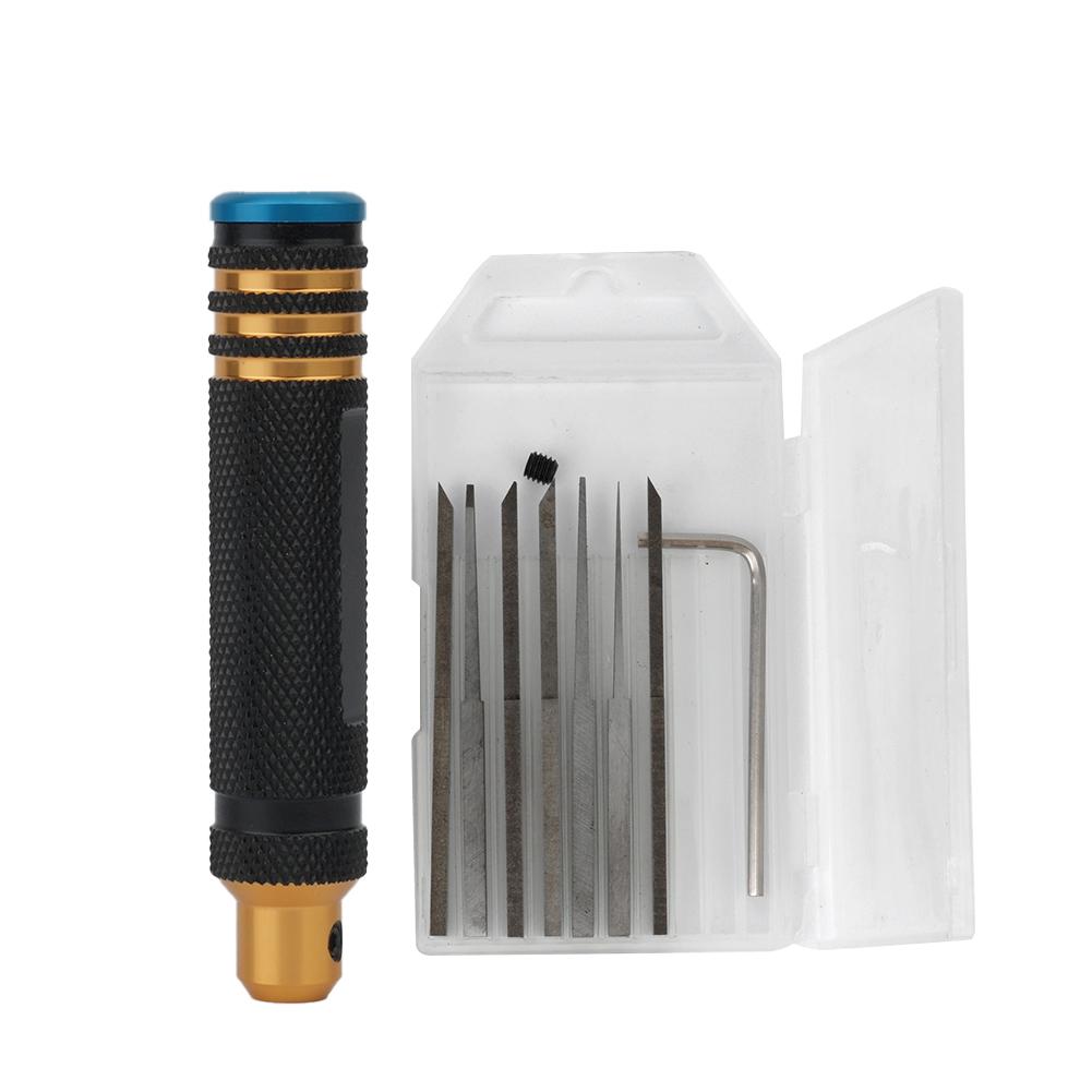 Modelarski Nóż do Linii Panelowych Żywica Rzeźbiony Linia Rysująca Narzędzie do Cięcia Hobby Dłuto Modelarskie Z 7 Ostrzami 0,1-2,0 mm Do Rzeźbienia Cięcia