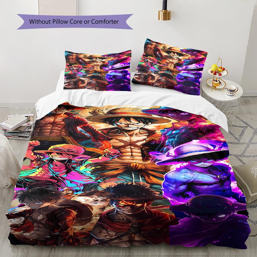 Luffy Pattern Bedding Quilt Set Quilt Cover Pillowcase Home Decoration Gift (1 * duvet cover + 2 * pillowcase, without core)