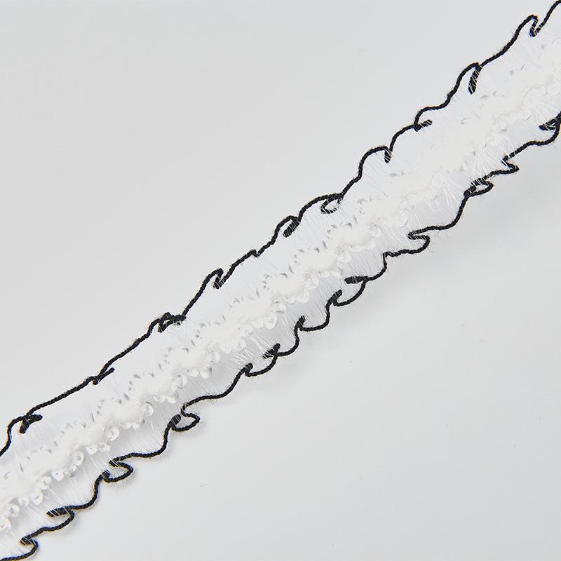 2cm Double-Sided Fish Silk Pleated Elastic Lace Trim for Neckline Decoration