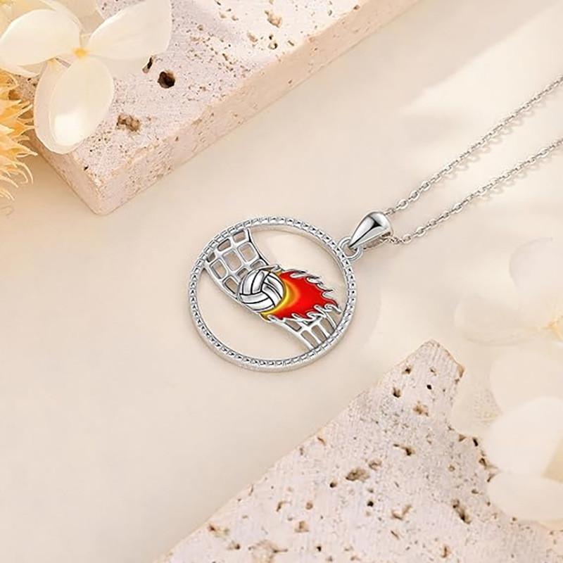 Pendant Volleyball Hollow Necklace Oil Finish Alloy Chain Enthusiasts Fashion