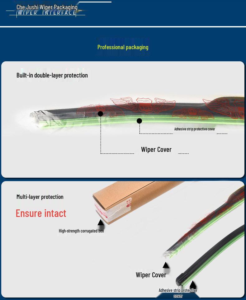 Mercedes CLA Wiper Blade for Models 2015-2019: Frameless with Rubber Strip