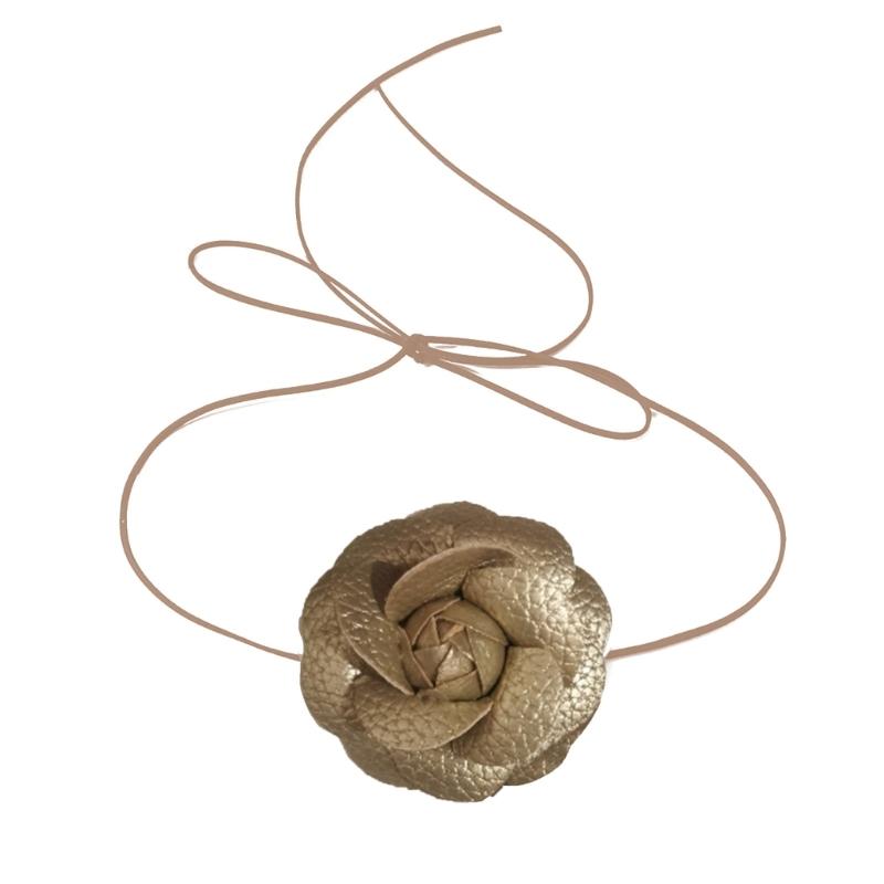 

Vintag Liquid Metal Flower Neckband Choker Necklace Jewelry Clavicle Chain Necklace Temperament Long Lace Neck Chain
