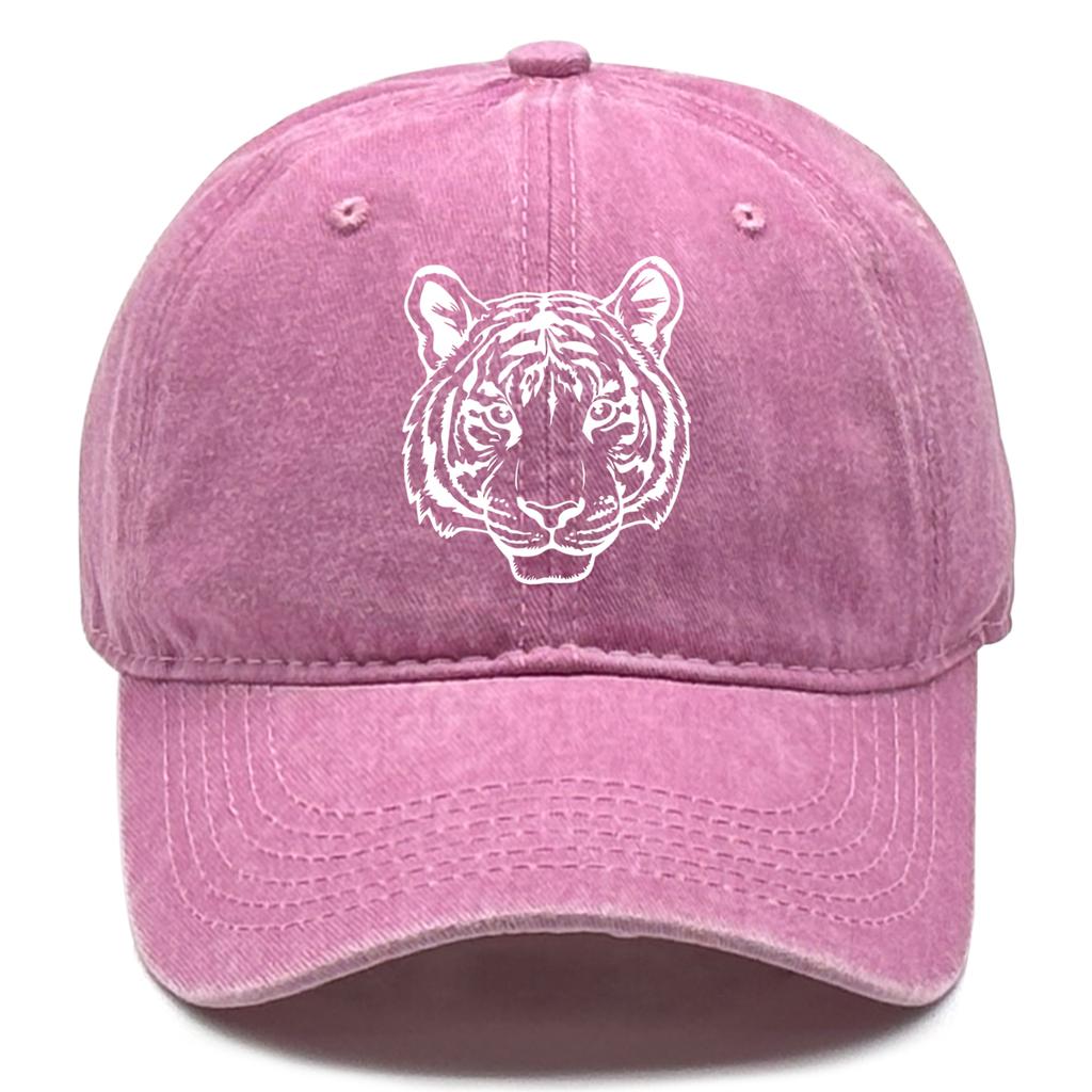 White Tiger Head Print Adjustable Caps Dad Hat Fit Unisex Animals Pattern Snapback Baseball Hat Choice For Outdoor Activities