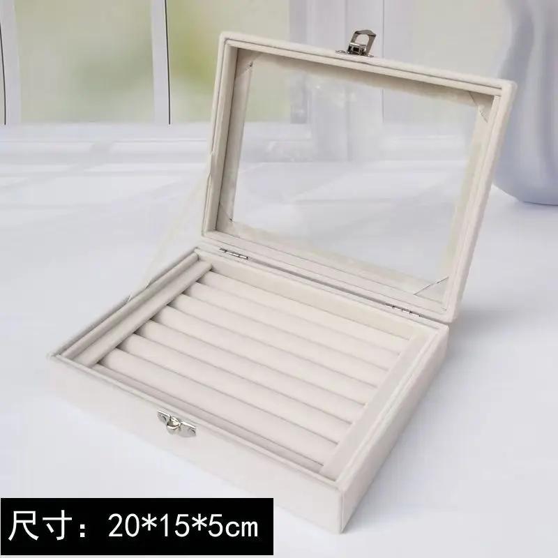 Flannelette Jewelry Box Velvet Glass Ring Earring Jewelry Display Organizer Box Tray Holder Storage Case Sorting Box