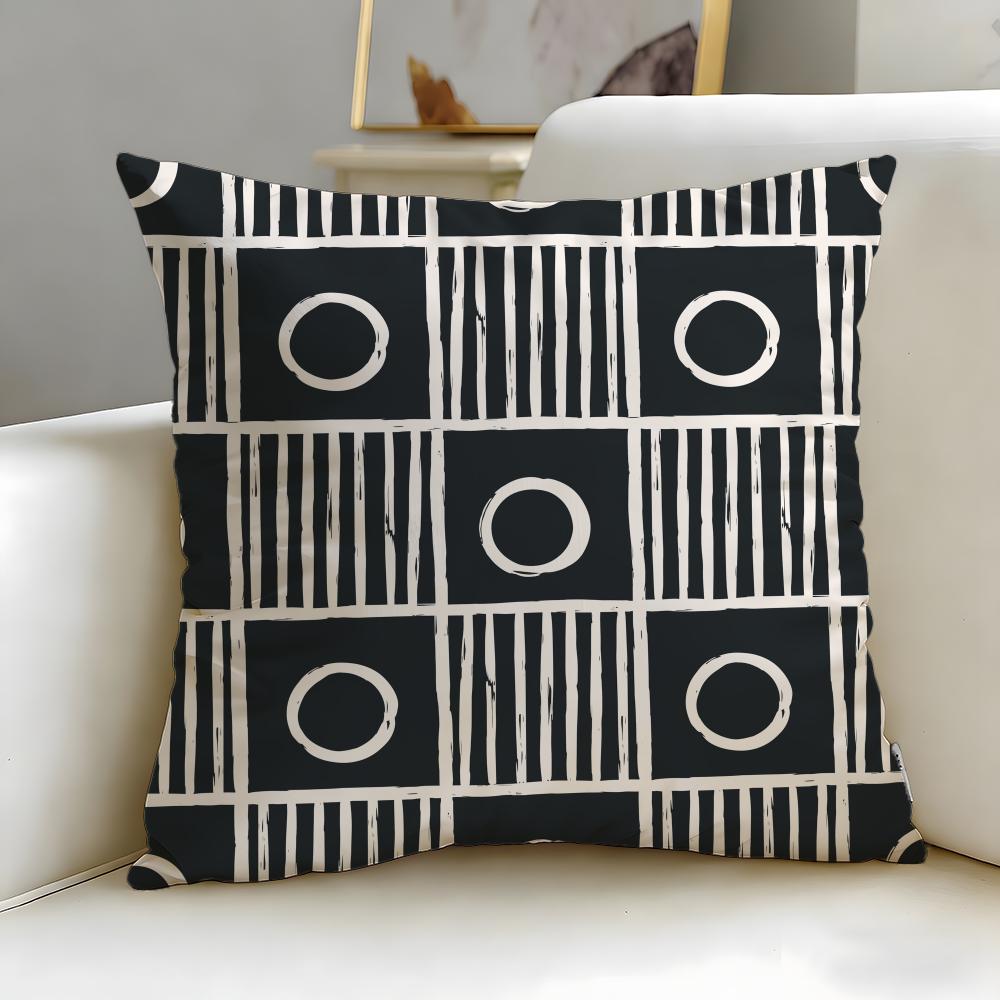 Classic Art Modern Geometric Style Cushion Cover Soft  EasyWash Pillow Case  Versatile for Couch Bed Travel and Office
