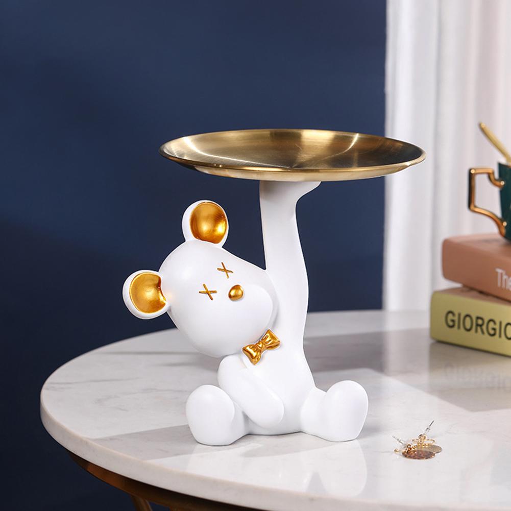 Resin Bear Artificial Ornaments Key Storage Tray Home Living Room Office Tea Table Tv Cabinet Decoration