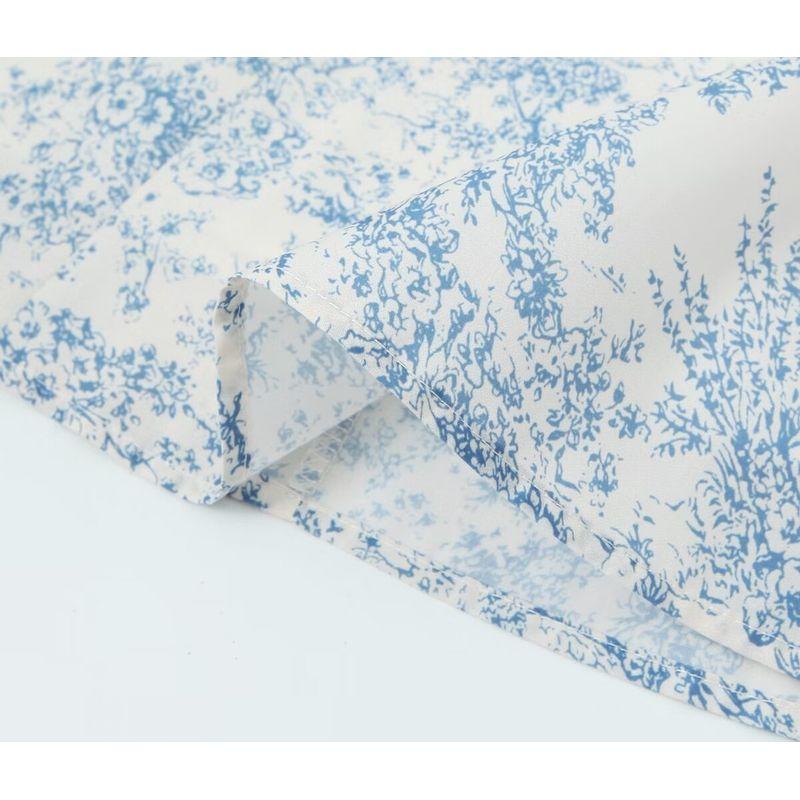 Kaslead New Arrival Women's Fashion Style Fashion French Drawstring Waist Blue and White Porcelain Printed Short Suspender Skirt