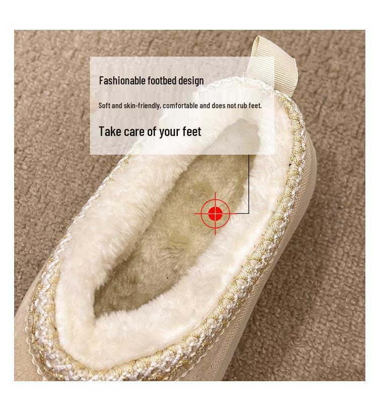 Europäische & Amerikanische Damen Schneestiefel - Wintermode Geschlossene Zehenpartie Plateau Hausschuhe mit Dicker Sohle & Warmer Baumwolle