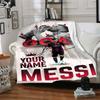 Football Messi Customize Your Name Blanket Gift Personalized Blanket Warmthful Decor Versatile for Office Office Chair Nap Bed